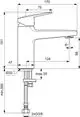 Waschtischarmatur von Ideal Standard. Designerserie mit Einhebelhebel. Technische Zeichnung zeigt Maße, Montagehans und Anschlussdetails.